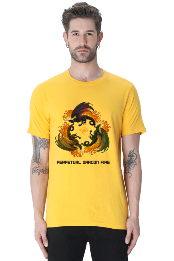 "Perpetual Dragon Fire" Three Dragons Circling T-Shirt - Image 3