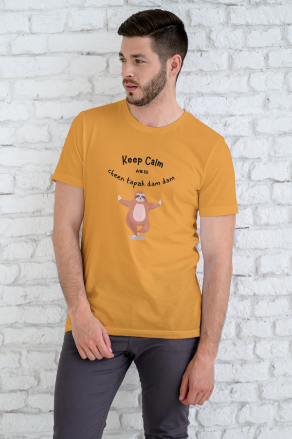 Dancing Bear Delight T-Shirt for Men Golden Yellow Color