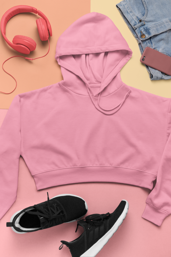 The Vogue Life Female Crop Hoodies Light Baby Pink