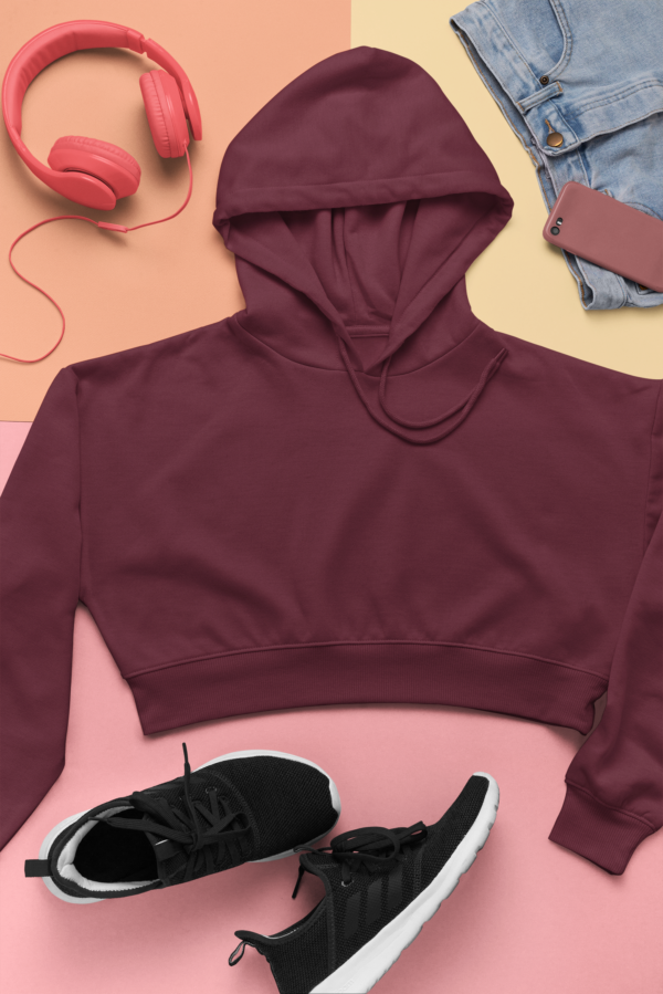 The Vogue Life Female Crop Hoodies Maroon