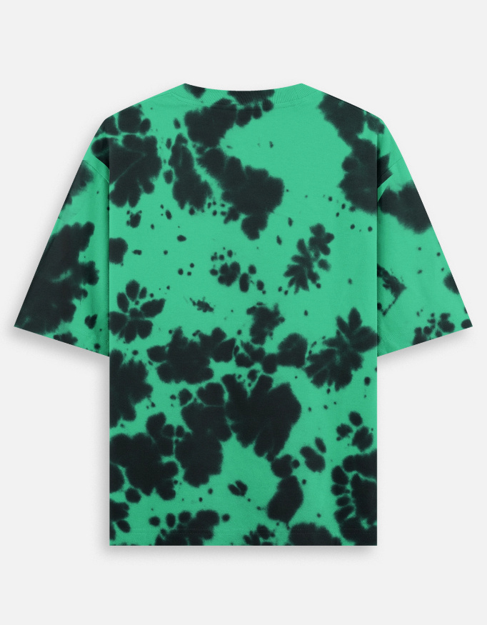The Vogue Life oversized tie-dye t-shirt in green and black color pattern back side - soft 260 GSM cotton blend unisex streetwear top.