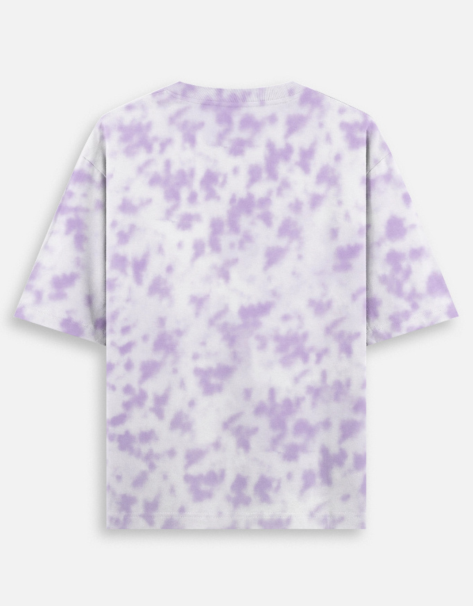 The Vogue Life oversized tie-dye t-shirt in white and lavender shades back— trendy unisex oversized fit perfect for streetwear style.