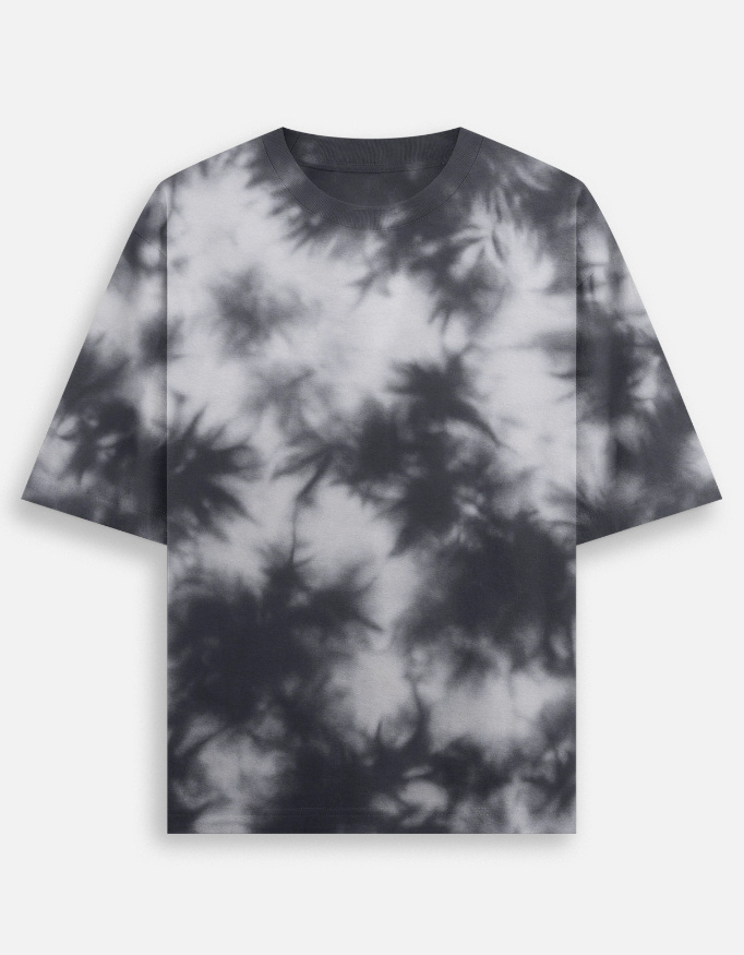 The Vogue Life oversized tie-dye t-shirt in white and black color combination front — unisex relaxed fit casual streetwear tee.