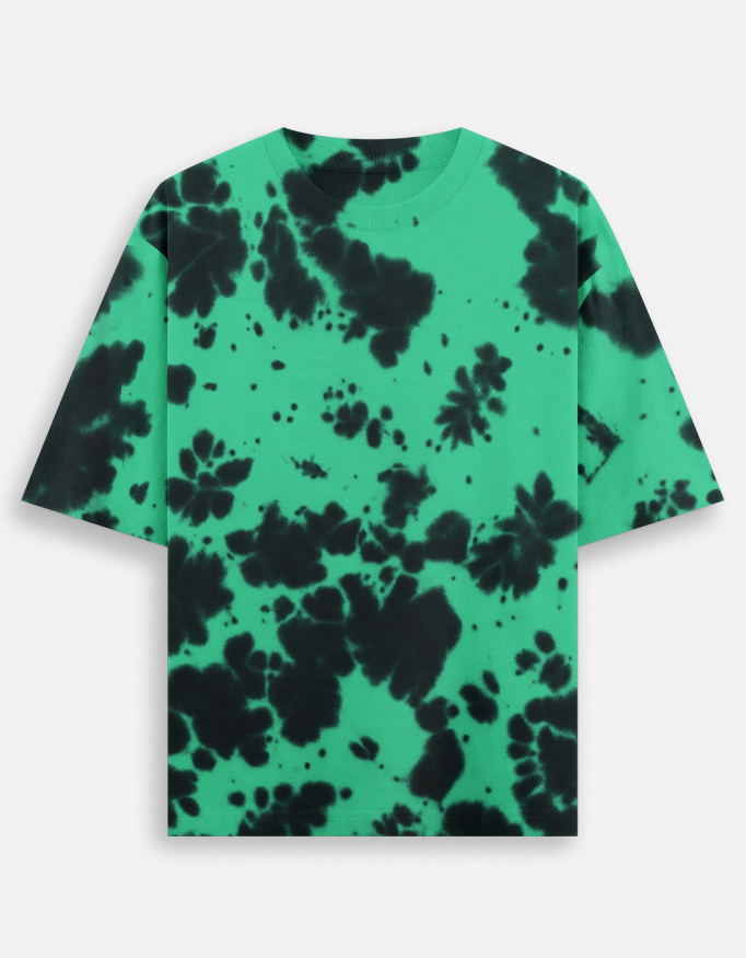 The Vogue Life oversized tie-dye t-shirt in green and black color pattern — soft 260 GSM cotton blend unisex streetwear top.