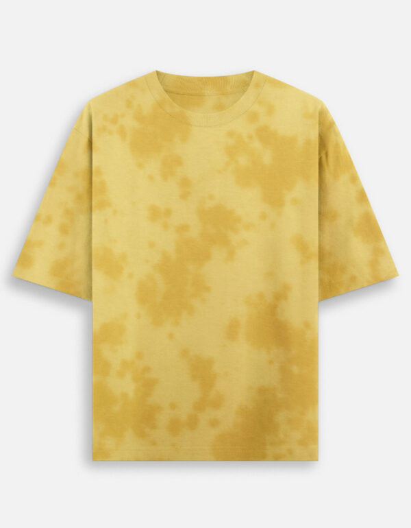 The Vogue Life oversized tie-dye t-shirt in yellow color combination front — unisex relaxed fit casual streetwear tee.